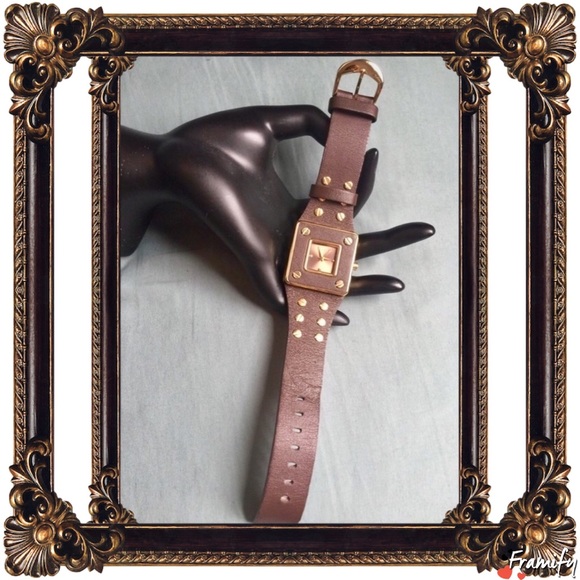 Dakota@ Golden Stud Dark Brown Leather Watch - Picture 1 of 5